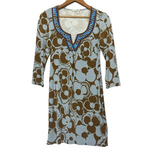 Boden Beaded Floral‎ Mini Dress Size 2 Beach Lightweight Resort Casual Comfort
